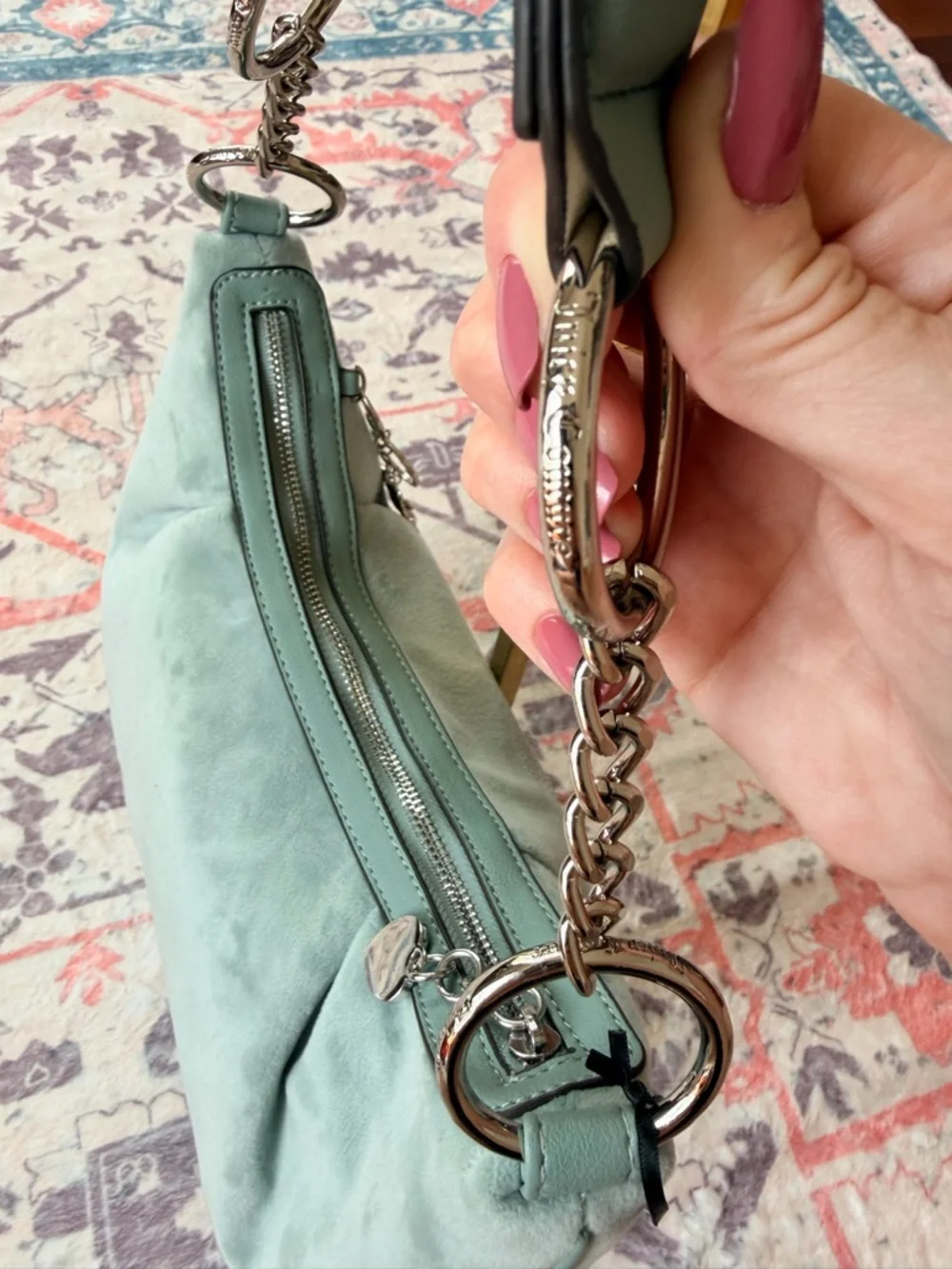 Juicy Couture Queen Couture Hobo Shoulder Bag in Sage Green. - Picture 8 of 16